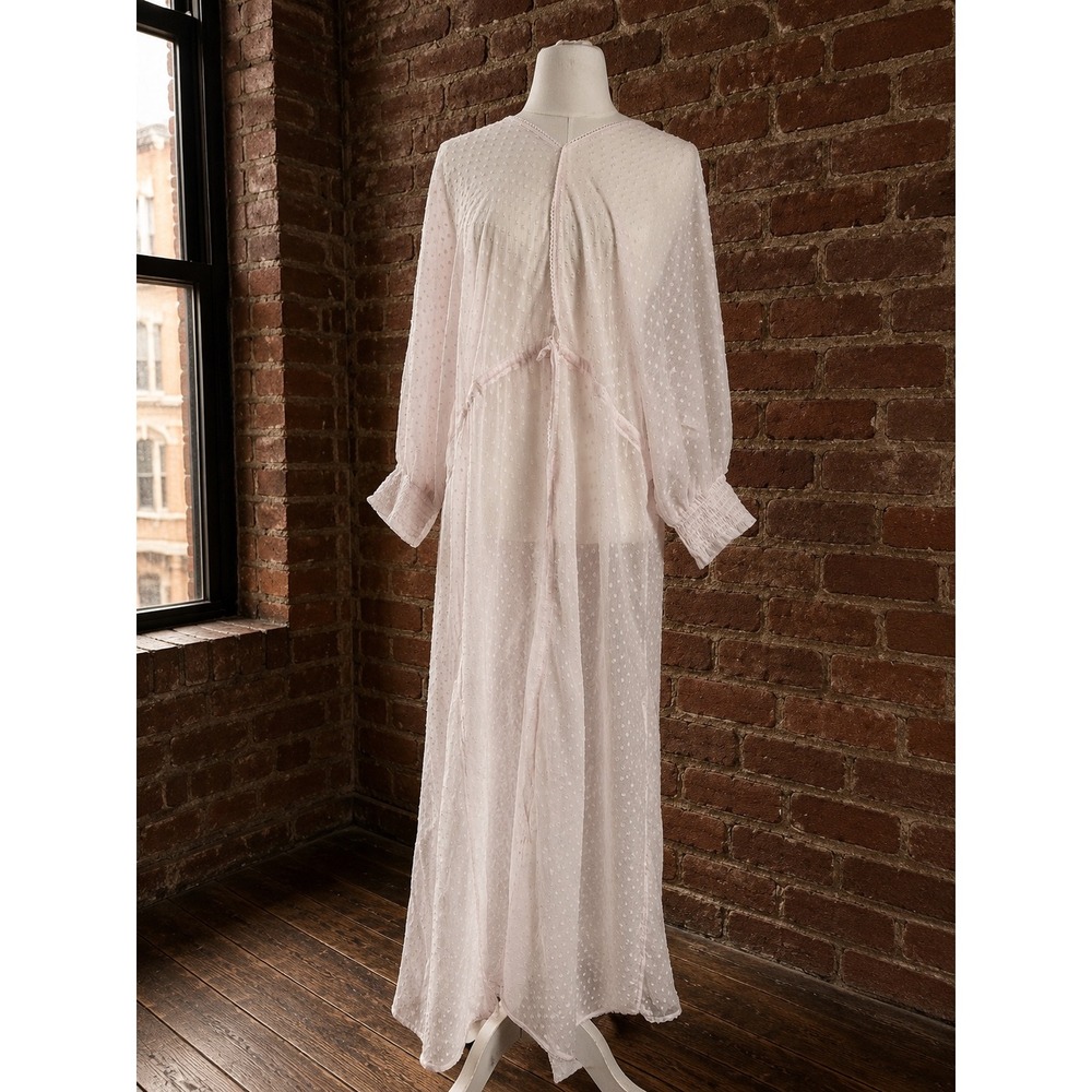 Abercrombie & Fitch Pink ‎ Sheer Maxi Kimono Beach Coverup Smocked Boho One Size